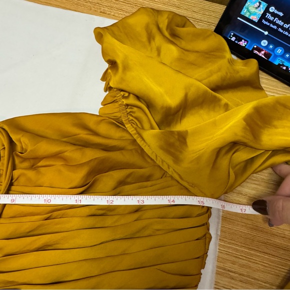 Ulla Johnson Mustard Yellow Ruched Blouse - Picture 11 of 12